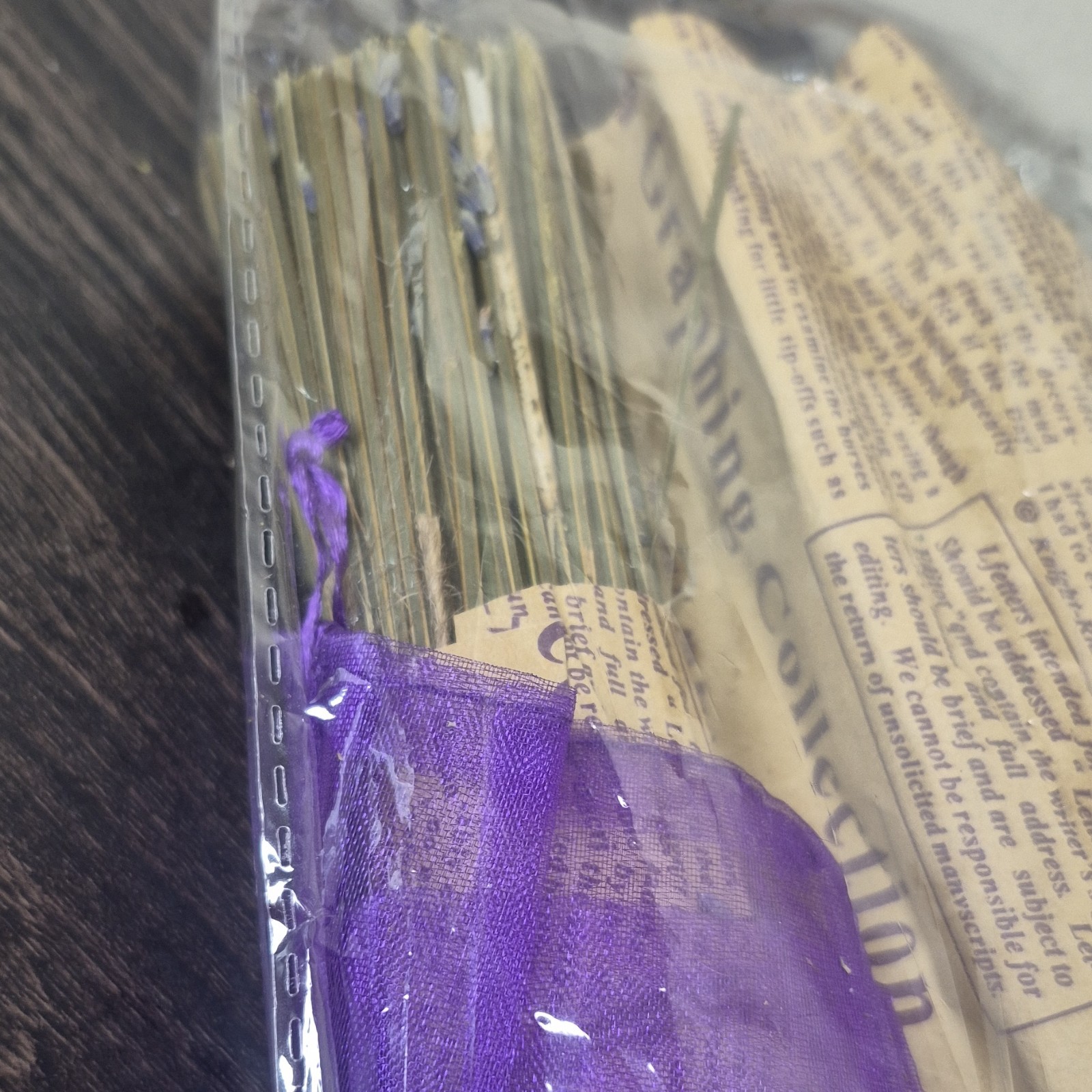 Dried Lavender Flower Bundle Wrapped in Paper, Multiple Plant Parts