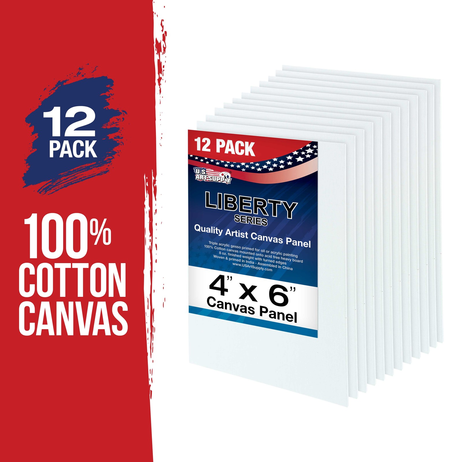 Blank Cotton Canvas Panels 4″x6″ 12 Pack Mounted Art Boards Paint Supplies Craft