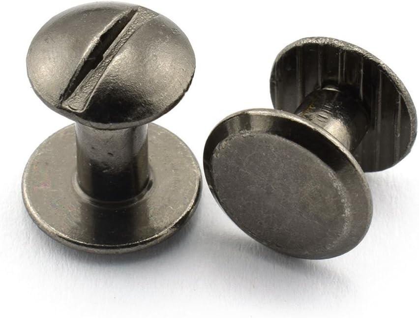 15 Sets Black Carbon Steel Chicago Screws – Durable Binding for Leather Crafts
