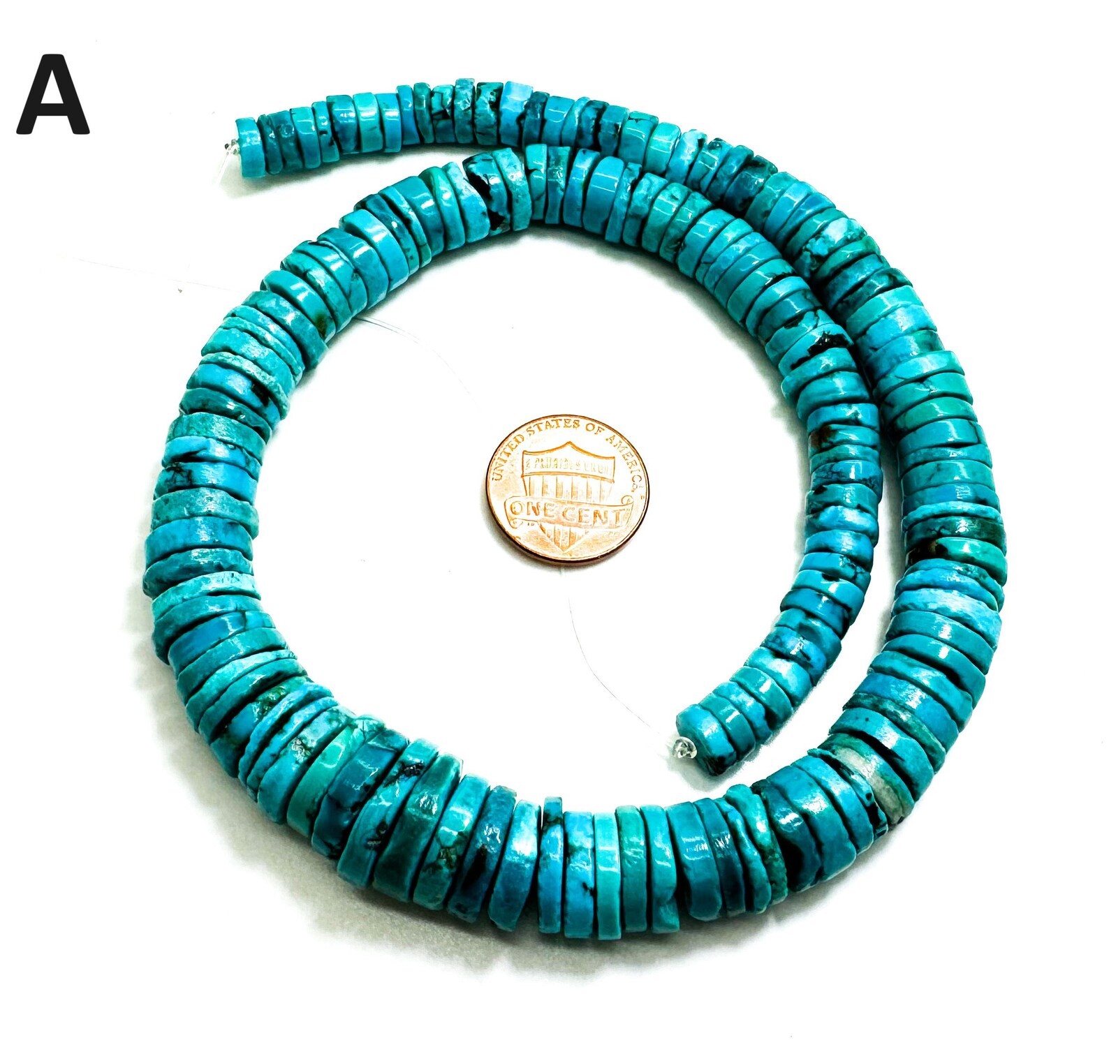 Genuine Blue Turquoise Smooth Flat Disc Hishi Graduated Gemstone Beads PGS280