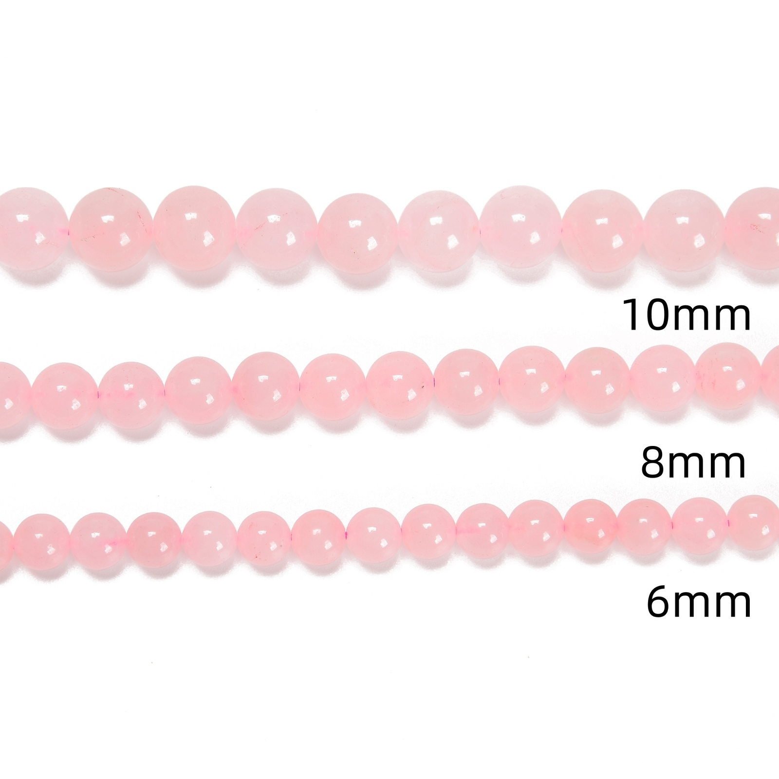 Rose Quartz Smooth Round Beads 4mm 6mm 8mm 10mm 12mm 15.5″ Strand