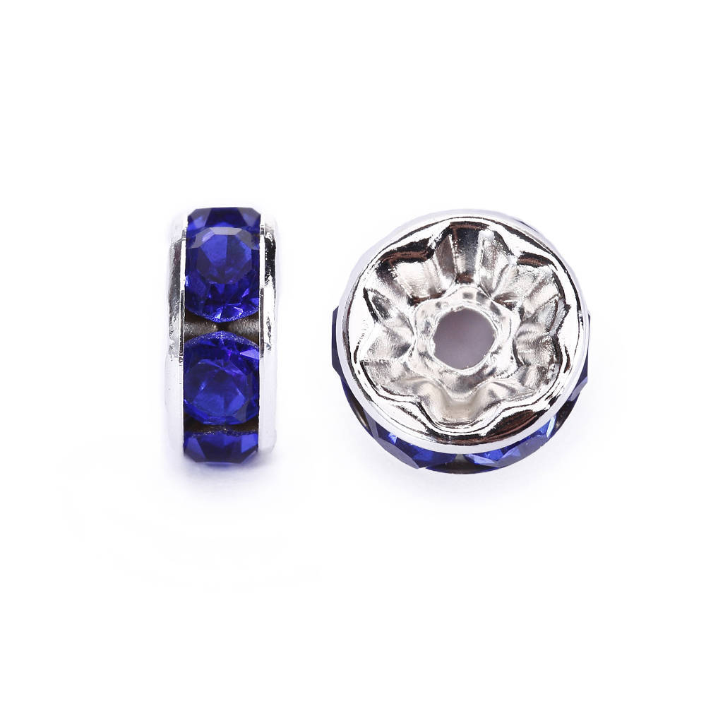 Dark Blue Rhinestone Rondelle Spacers Gold/Silver 4mm 6mm 8mm 10mm 50pcs Per Bag