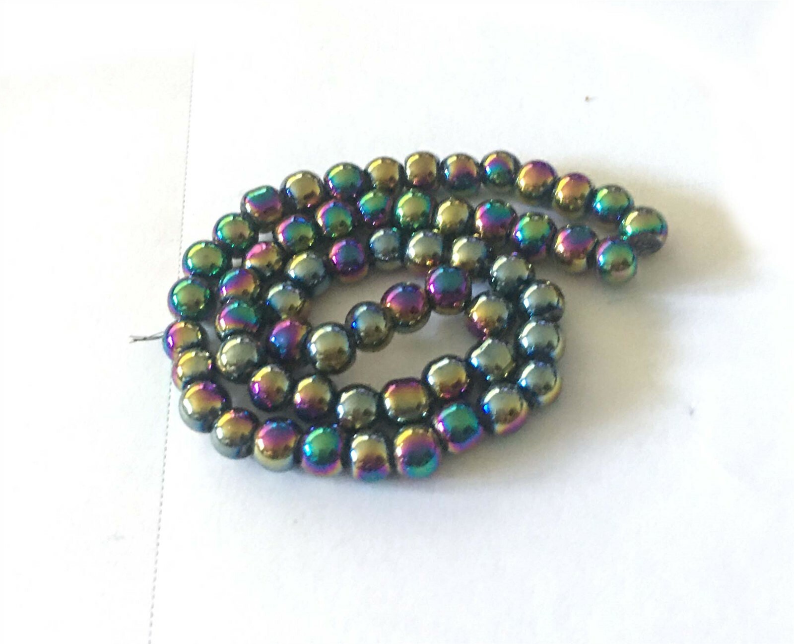 6mm Firepolish Glass Round Beads 6mm – coated Metallic Peacock rainbow (50pcs)