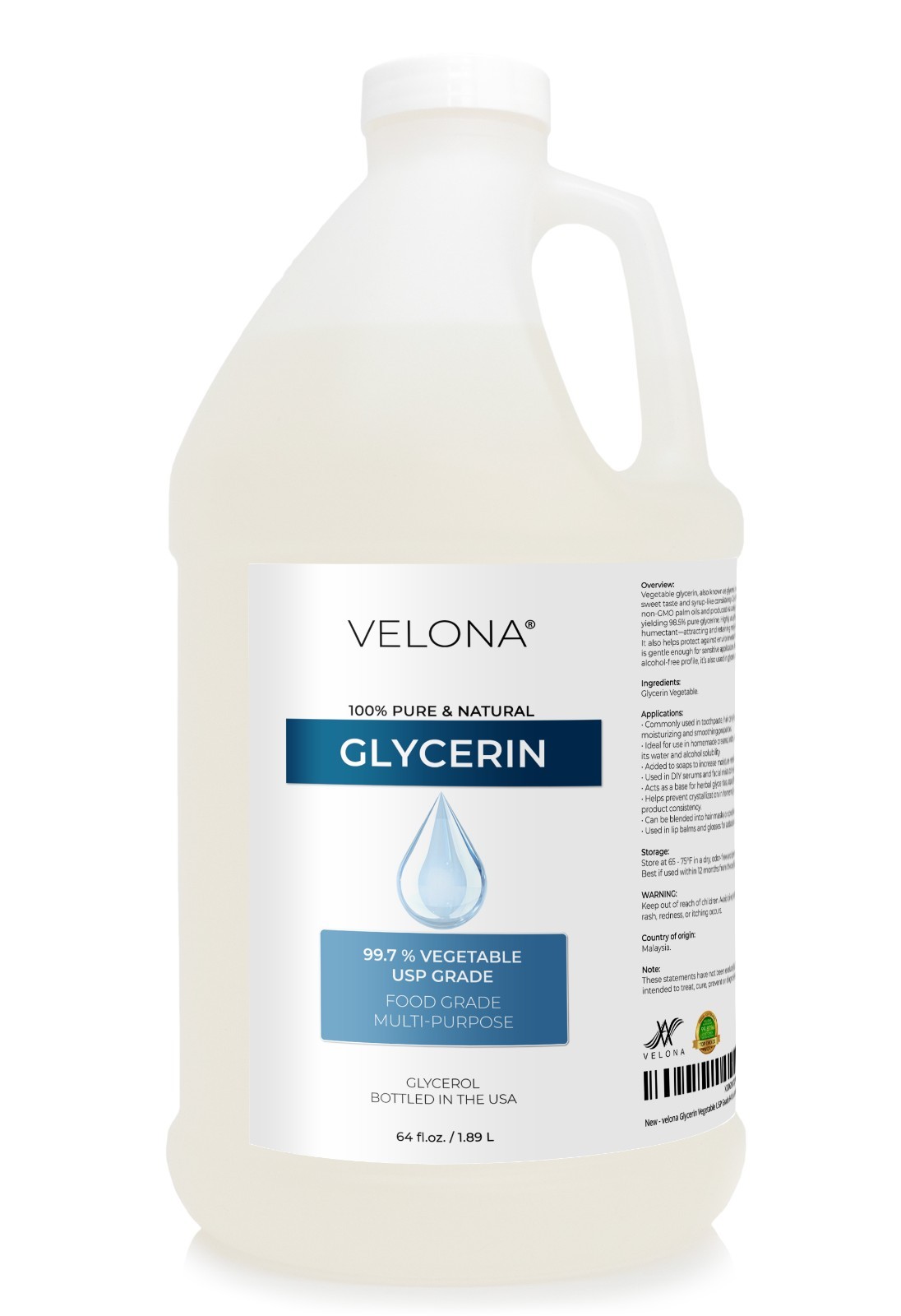 Glycerin Vegetable USP Grade by Velona 3oz-10lb Bubble Bath Glycerin Soap, Skin