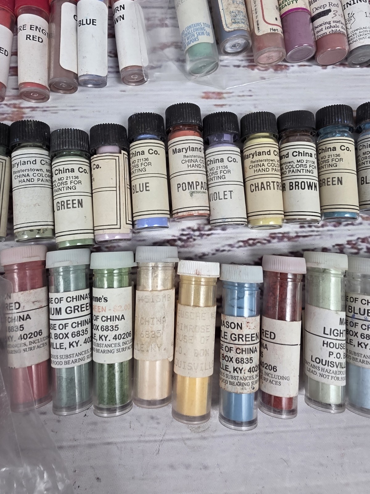 75+ China Porcelain Powder Paints Vials House Of China, Maryland China, Mr &Mrs