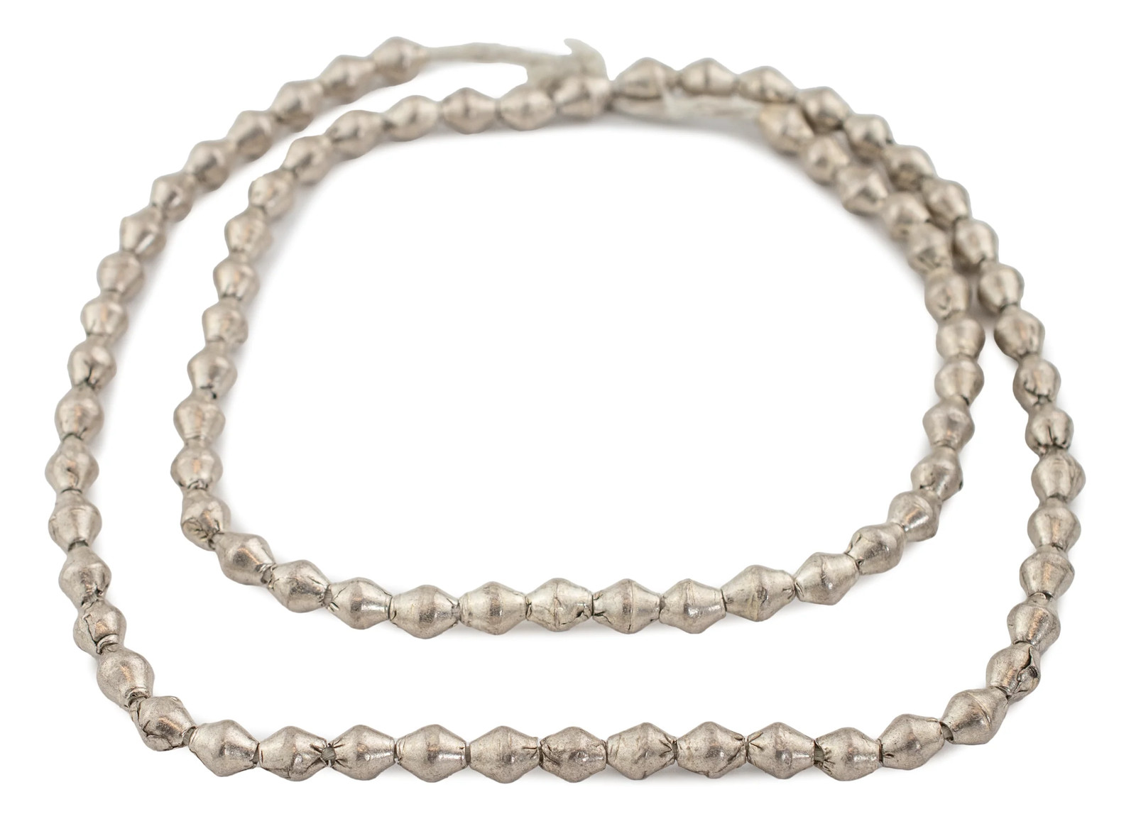 Ethiopian White Metal Bicone Beads 8x7mm African Silver Large Hole Handmade