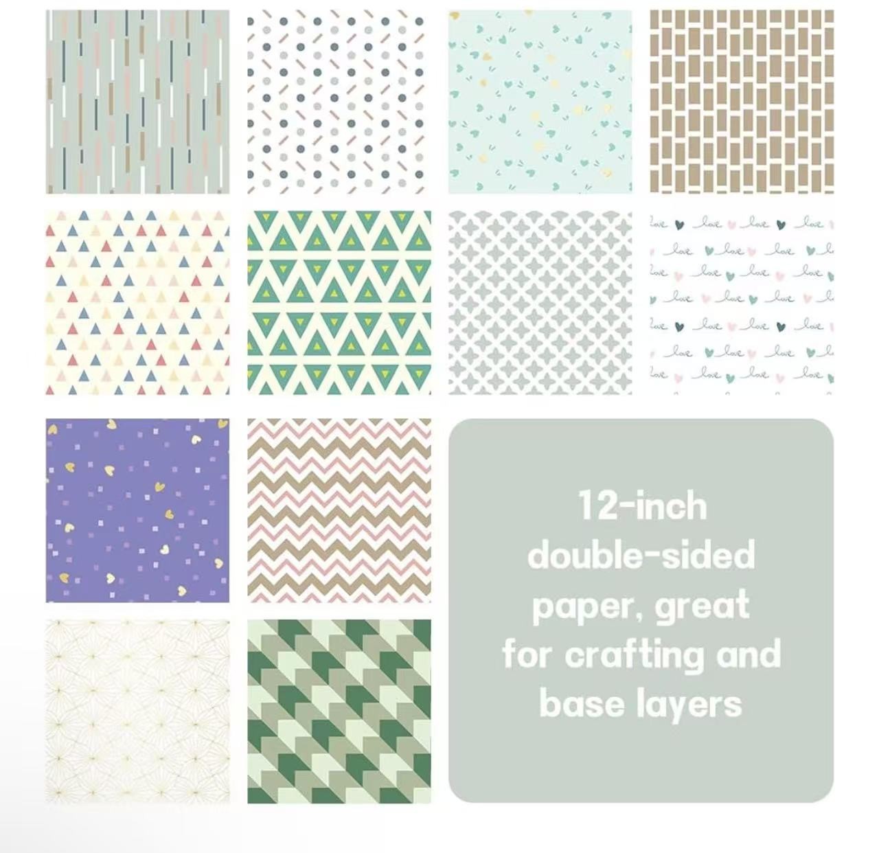 Boho Scrapbook Paper 12×12 180G Double-Sided Decorative Paper for Scrapbooking,