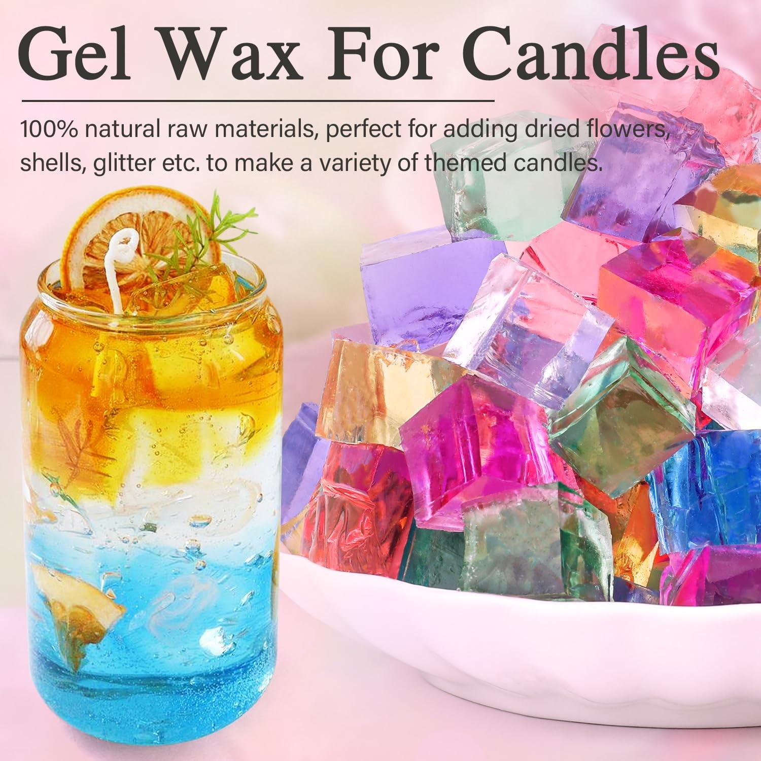 Gel Wax for Candle Making with 4 pcs Jelly Wax,50pcs Candle Wicks & 50pcs Sti…