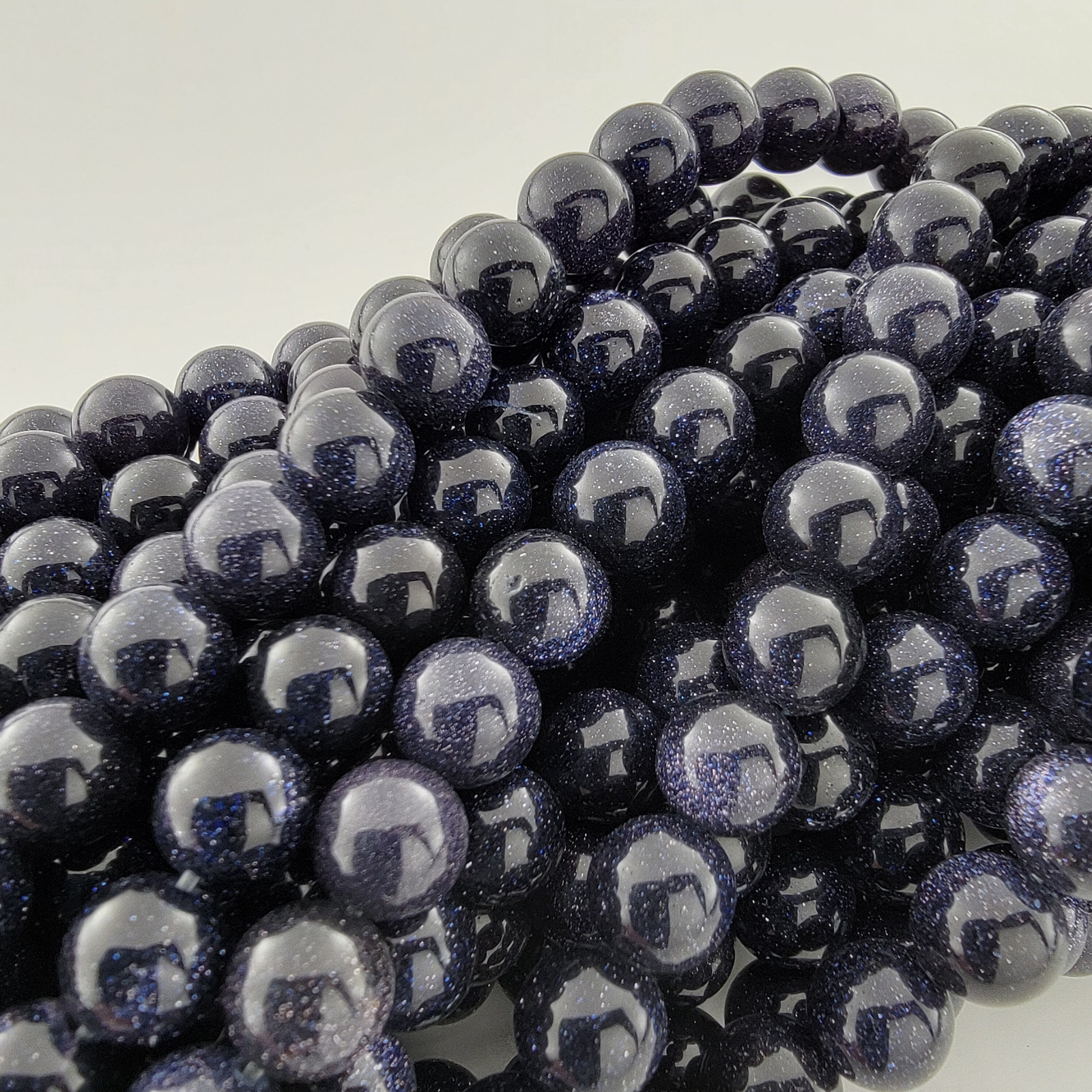 Blue Sandstone Goldstone Beads Sparkle Smooth round Stone 4Mm 6Mm 8Mm 10Mm