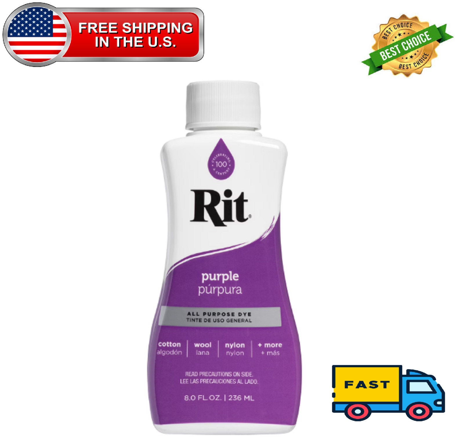 Rit All Purpose Liquid Dye, Purple, 8 fl oz
