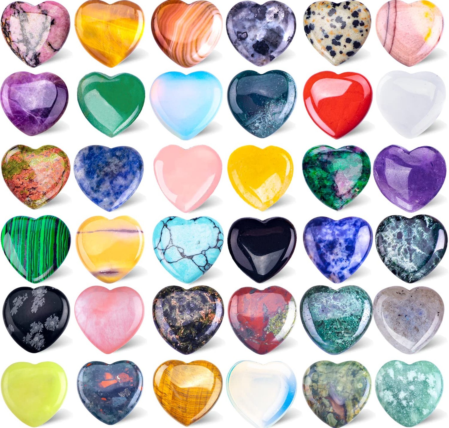 40pcs Natural Heart Shaped Crystal Stones 0.8 Inch Pocket Hearts Bulk Stones …