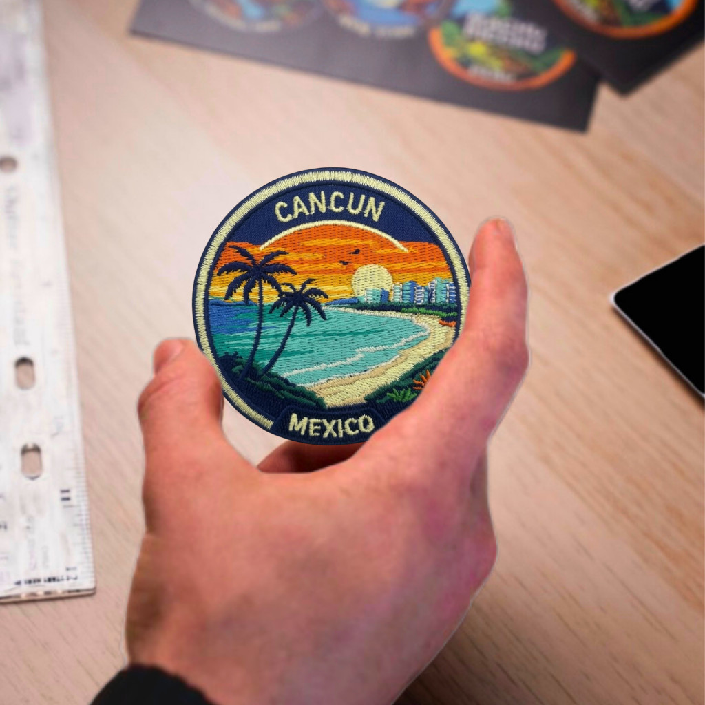 Cancun Mexico Patch 3” Iron On Embroidered Travel Souvenir Badge