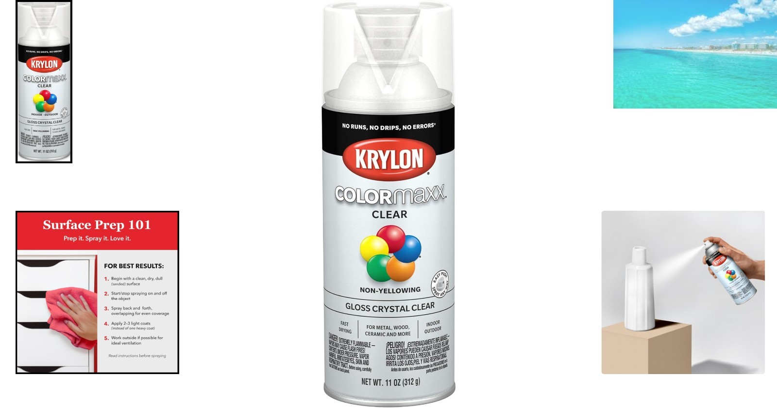 COLORmaxx Gloss Crystal Clear Acrylic Spray Paint – 11 Oz., Indoor/Outdoor Use