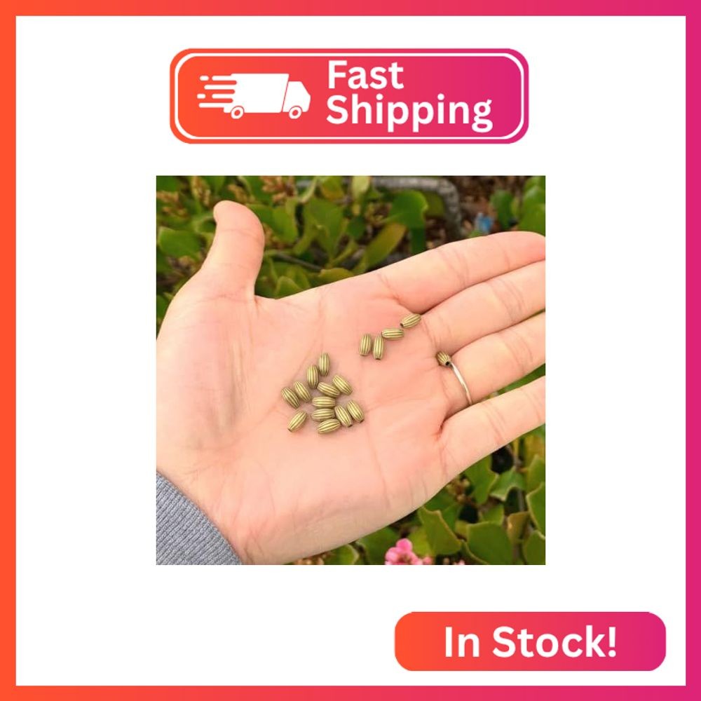 200pcs Corrugated Oval Melon Beads 7x4mm Antique Bronze Plated