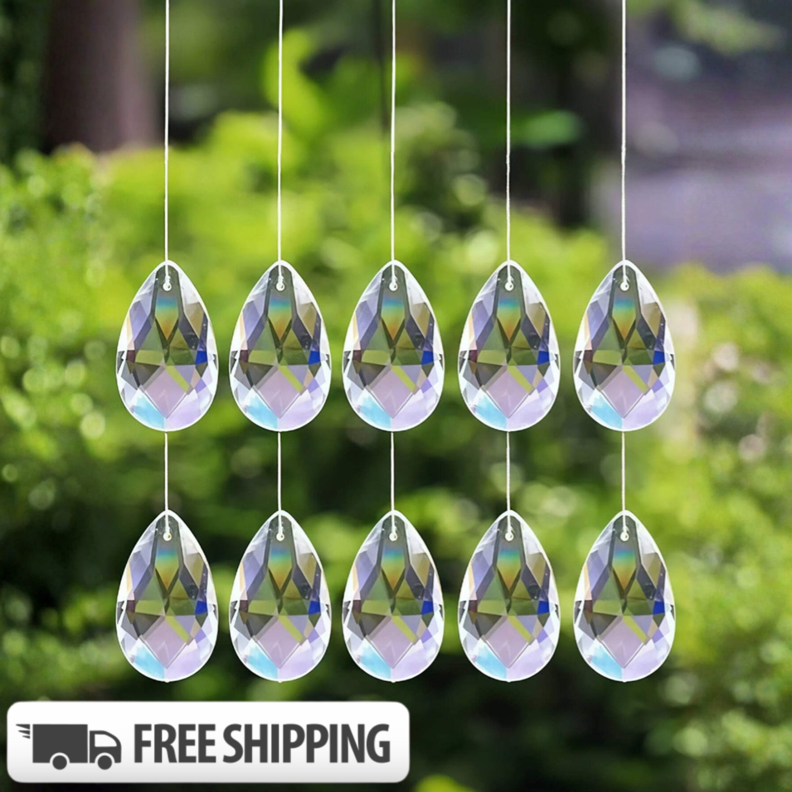 5 PCS Glass Crystal Tear Drop Prism -28mm Transparent Carving Beads Pendant