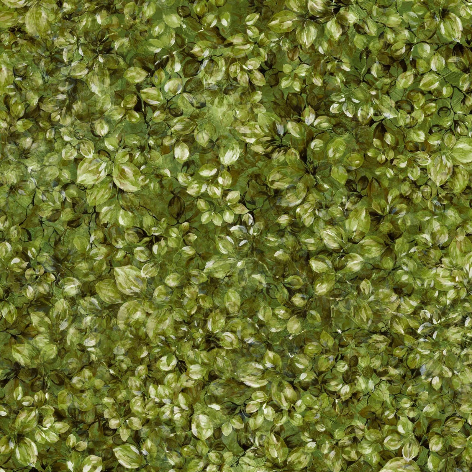45″ Wide Fancy Foliage Fabric 100% Cotton Digital Print Olive By The Yard