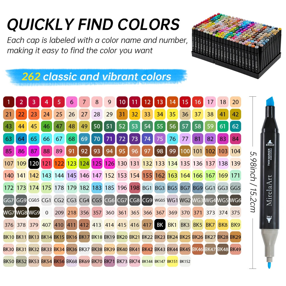 Alcohol Drawing Markers Dual Tip Permanent Art Sketch Set 40-274 Colors