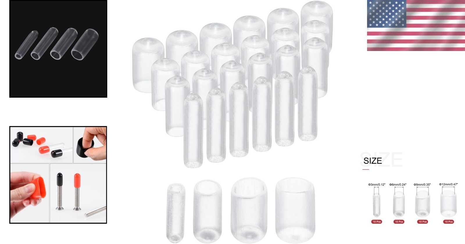 40pc Clear Vinyl Round End Caps 1/8″-1/2″ for Floor and Furniture Safety