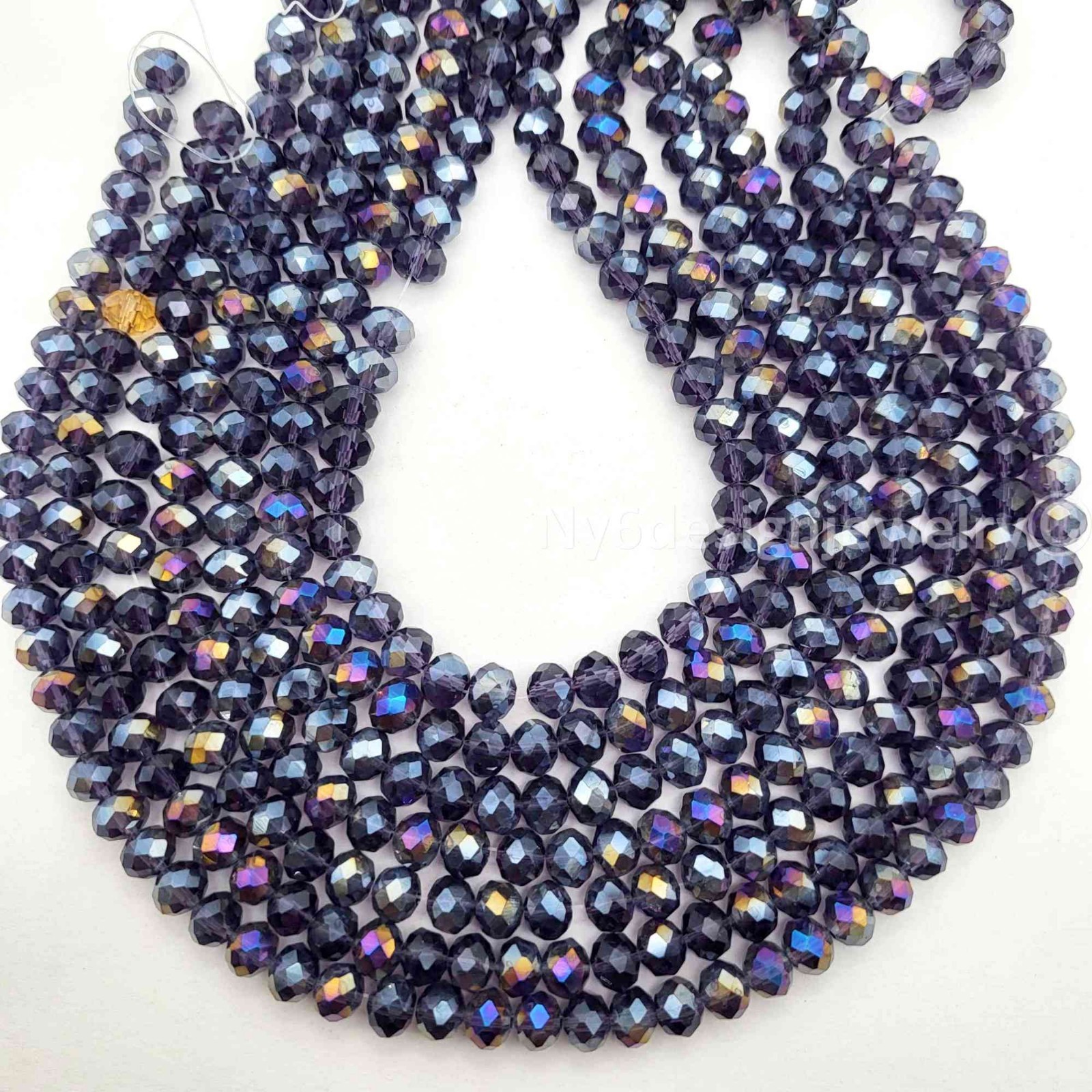 Purple AB Crystal Faceted Rondelles Bead Jewelry Making Supplies 11″ Strand