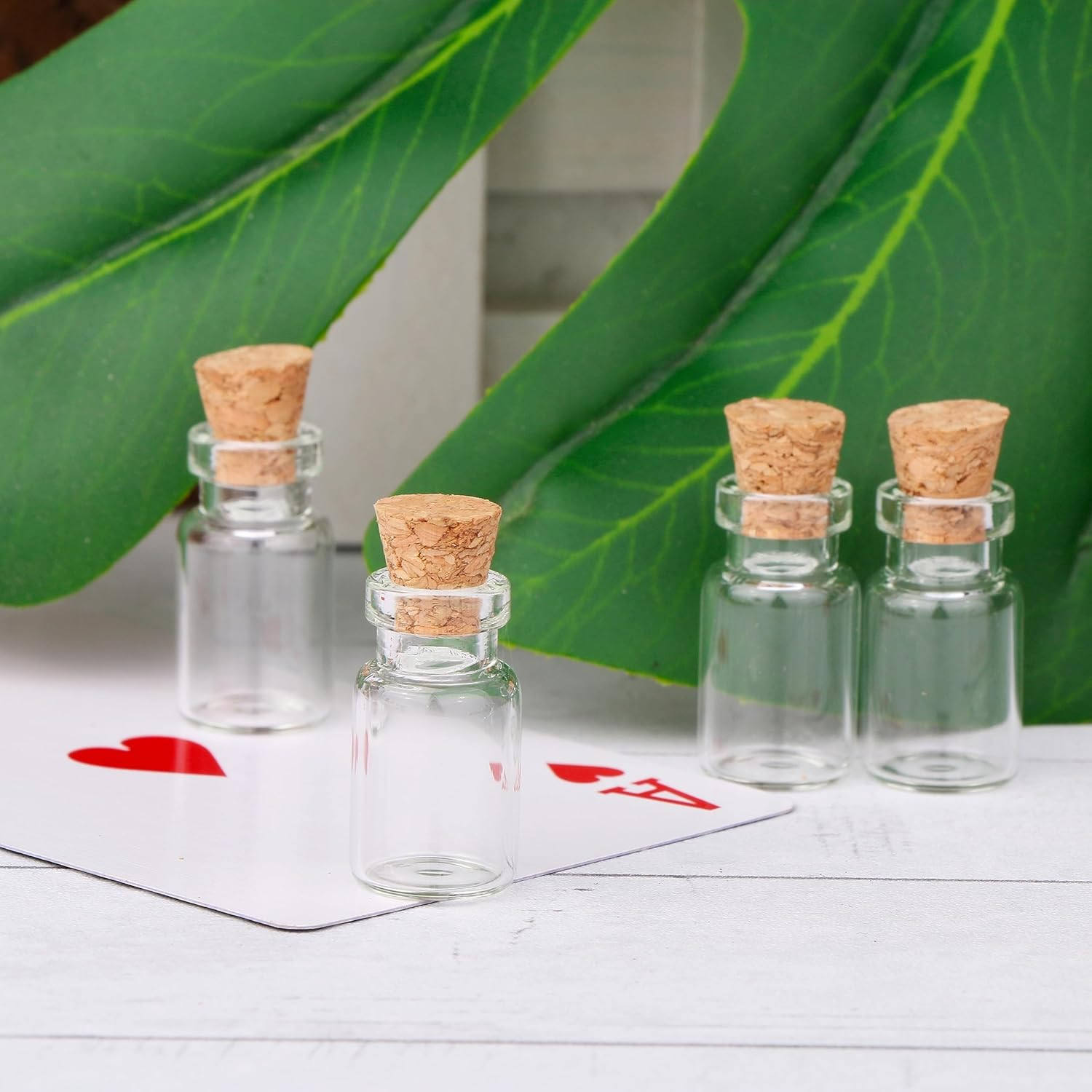 100Pcs 1Ml Small Mini Glass Bottles Jars with Cork Stoppers Tiny Vials for DIY A