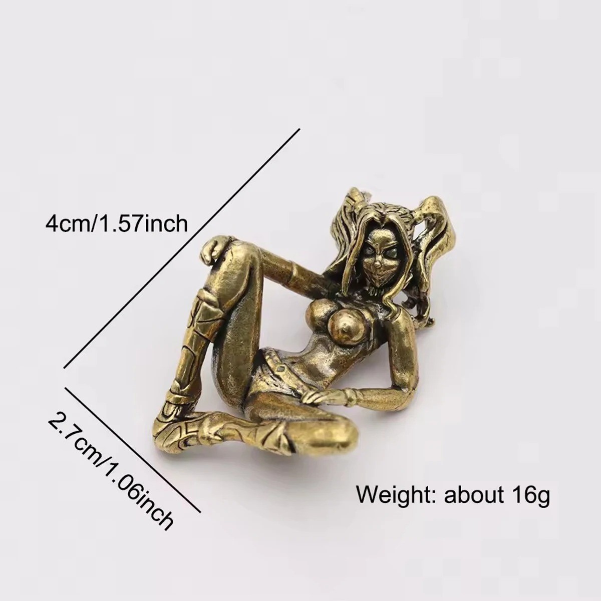 Vintage Brass Girl Figure Paracord Bead DIY Lanyard Pendant Keychain Charm