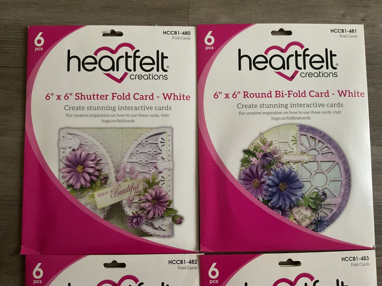 NEW Lot Of 4 Heartfelt Creations 6×6 Fold Card ~ Shutter,Round,Swing, More