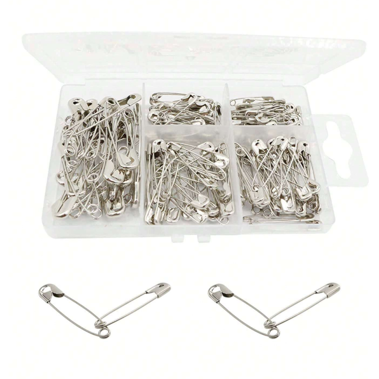 Safety Pins 150pc Assorted Sizes Silver Pins Bulk – Small & Large Heavy Duty Pin