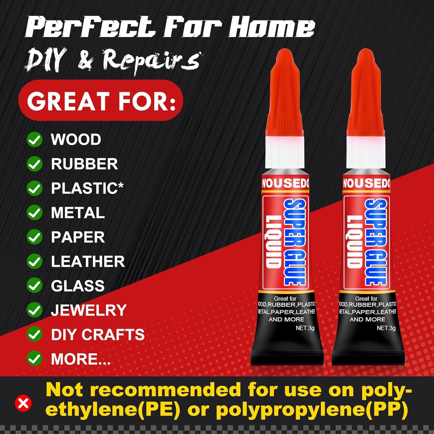 Super Glue Clear Liquid Strong Adhesive Fast Drying Cyanoacrylate Glue – 12 Pack