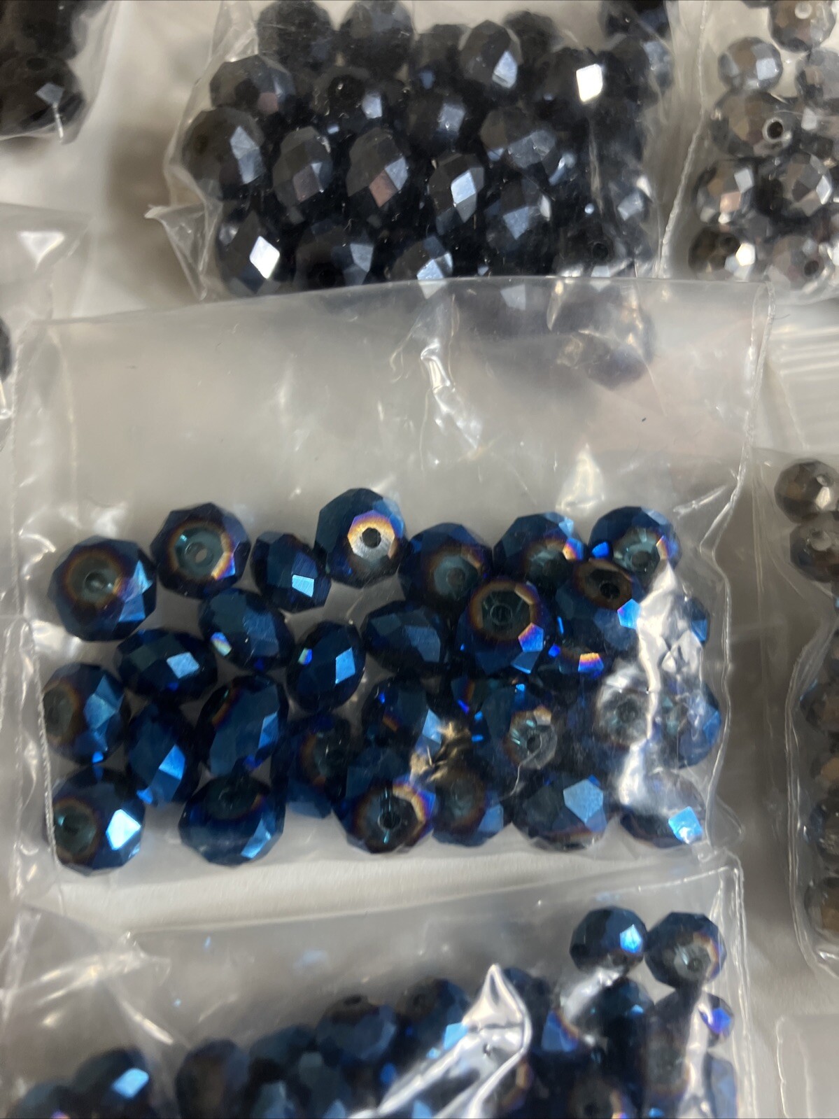 Lot of Crystal Vintage Beads Black Grey Matalic Aurora Borealis