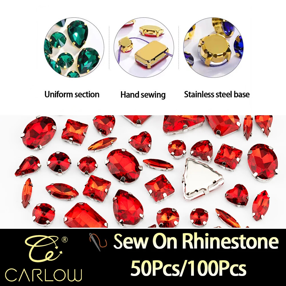 2025 New Design Multi Shape Mix Size Glass Sew on Rhinestones Flat Back Colorful
