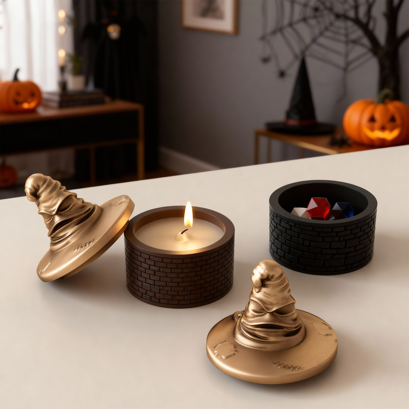 2 PCS Silicone Epoxy Resin Mold Wizard Hat Storage Box Candle Holder DIY Kit