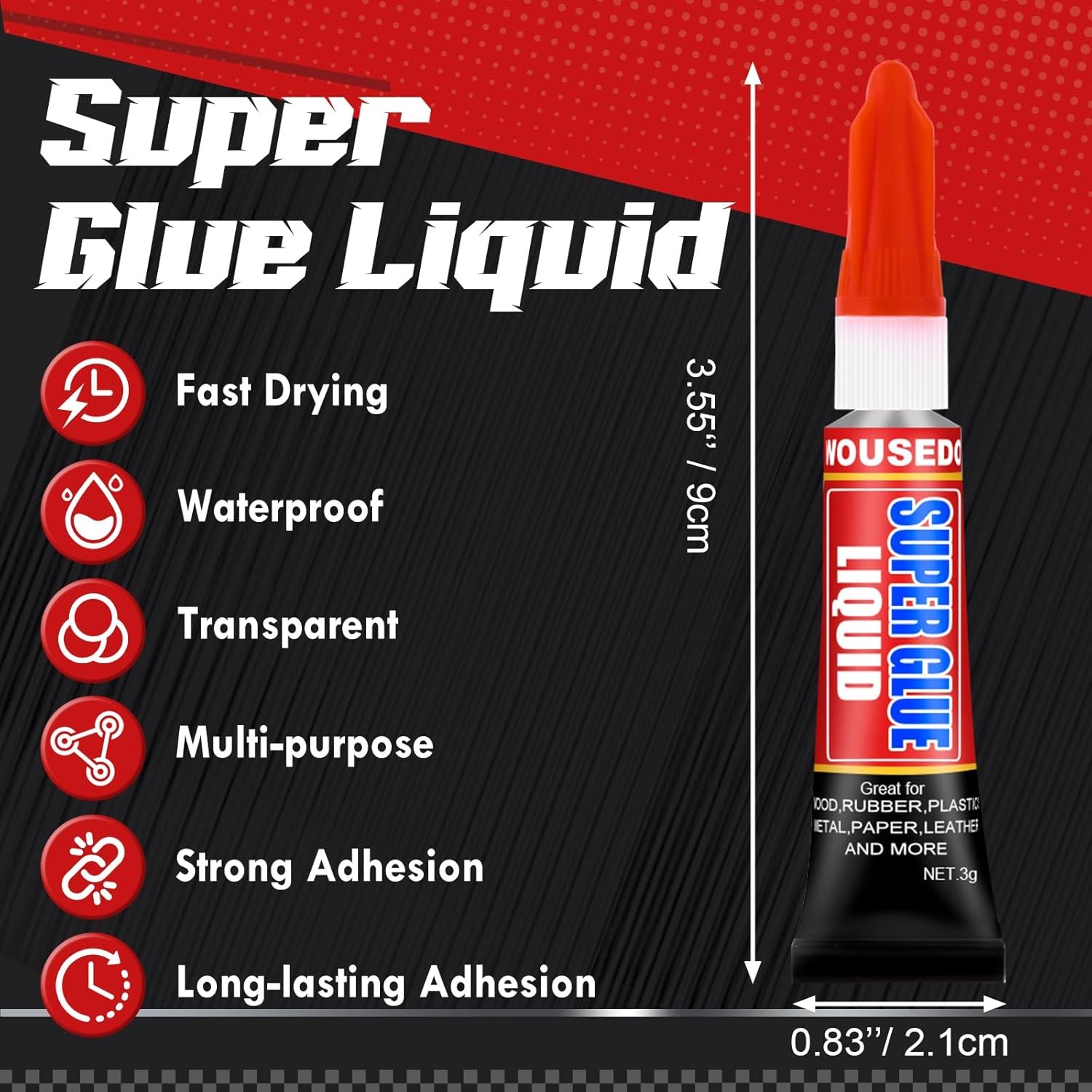 Super Glue Clear Liquid Strong Adhesive Fast Drying Cyanoacrylate Glue – 12 Pack