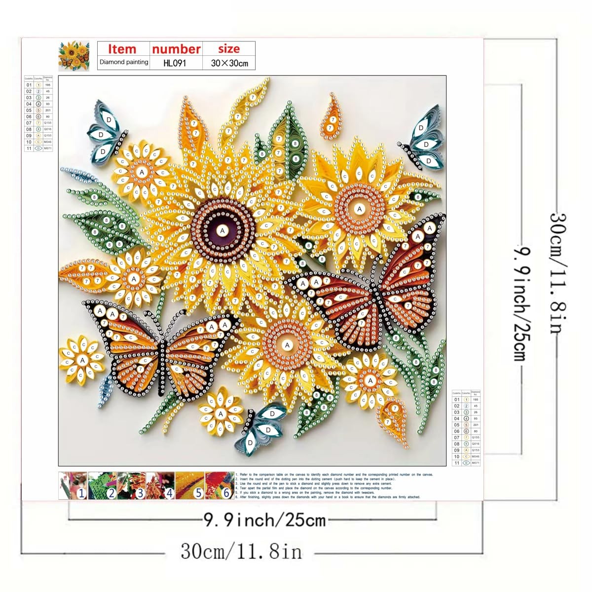 Sunflower Diamond Art Painting Kits for Adults, Butterfly 5D Diamond Painting…