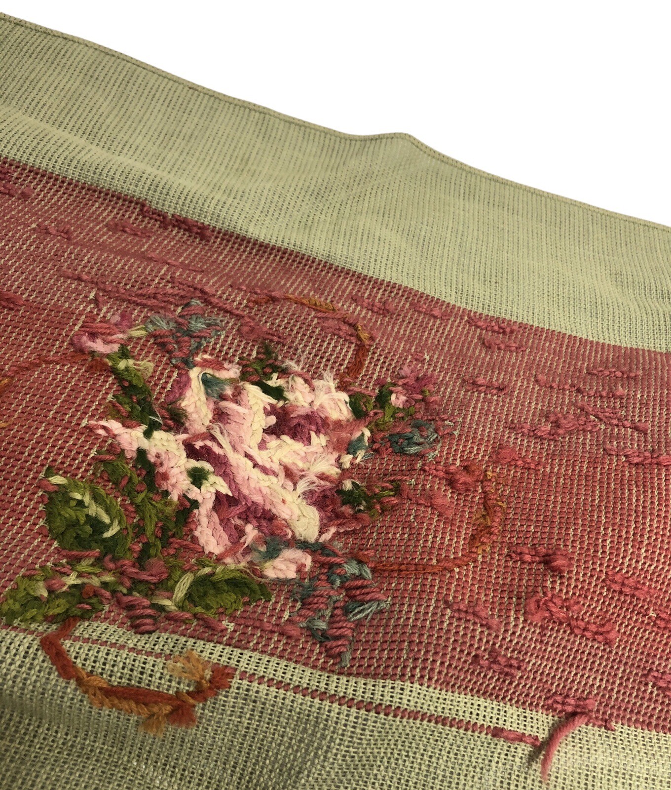 Vintage Jolles Austria Needlepoint Tapestry Pink Red Rose Unfinished Needlework