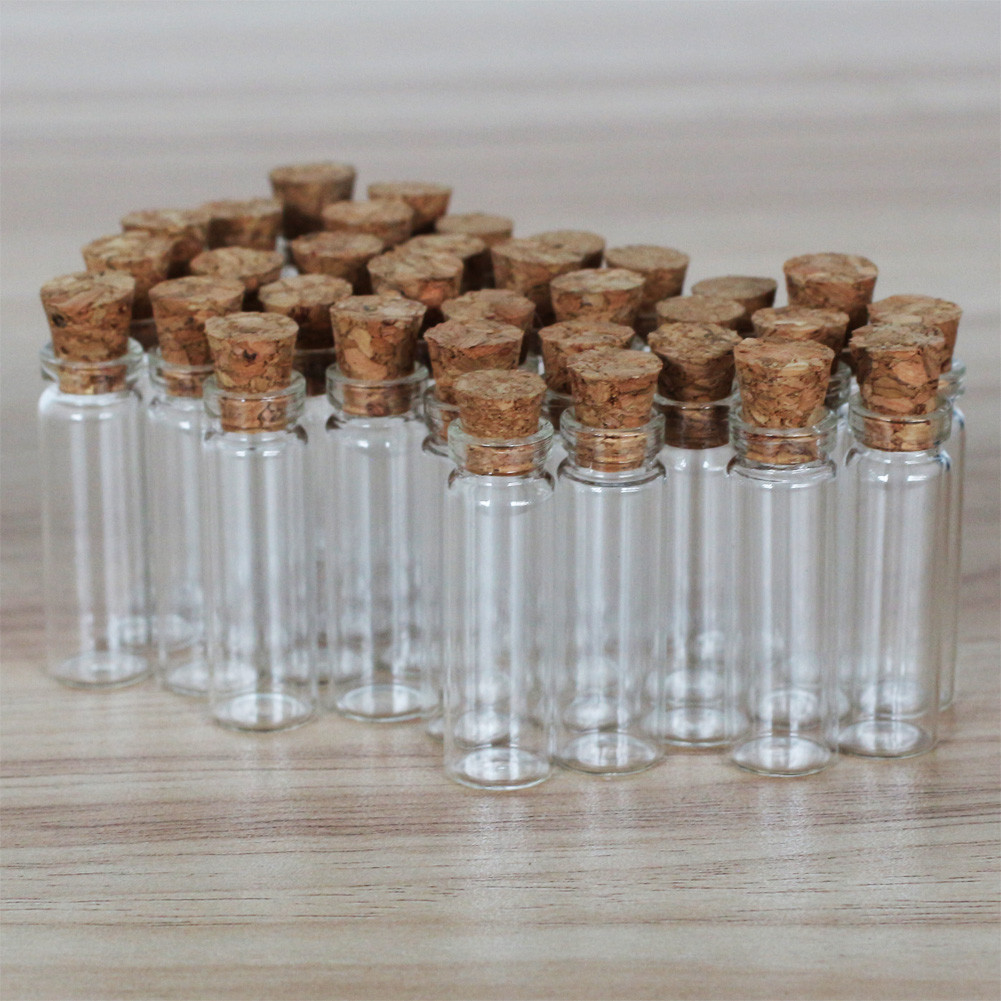 50/100/200Pcs 2ML Clear Glass Bottles with Corks Containers Jars Bottle Vials