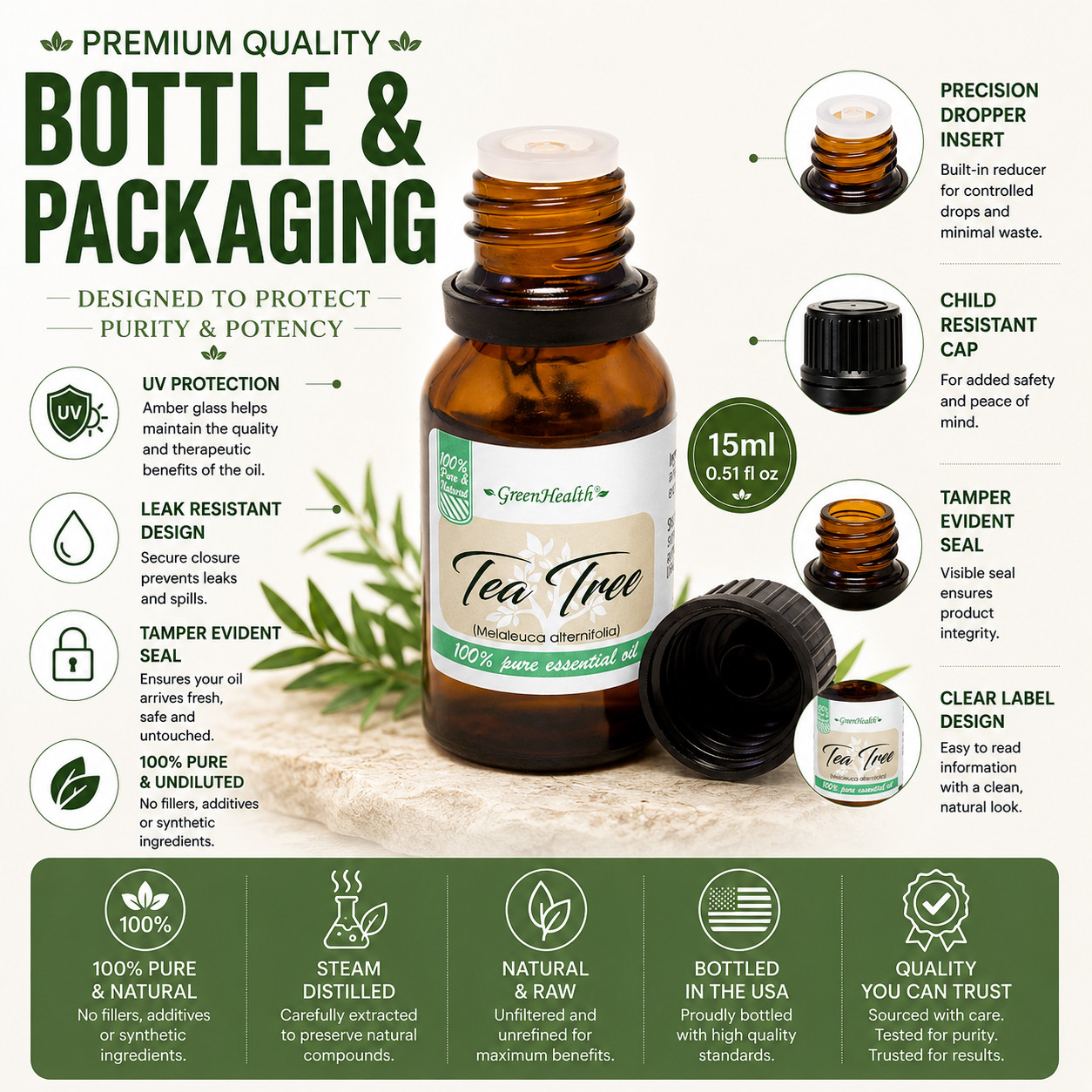 15 ml Tea Tree Essential Oil (100% Pure & Natural) – GreenHealth