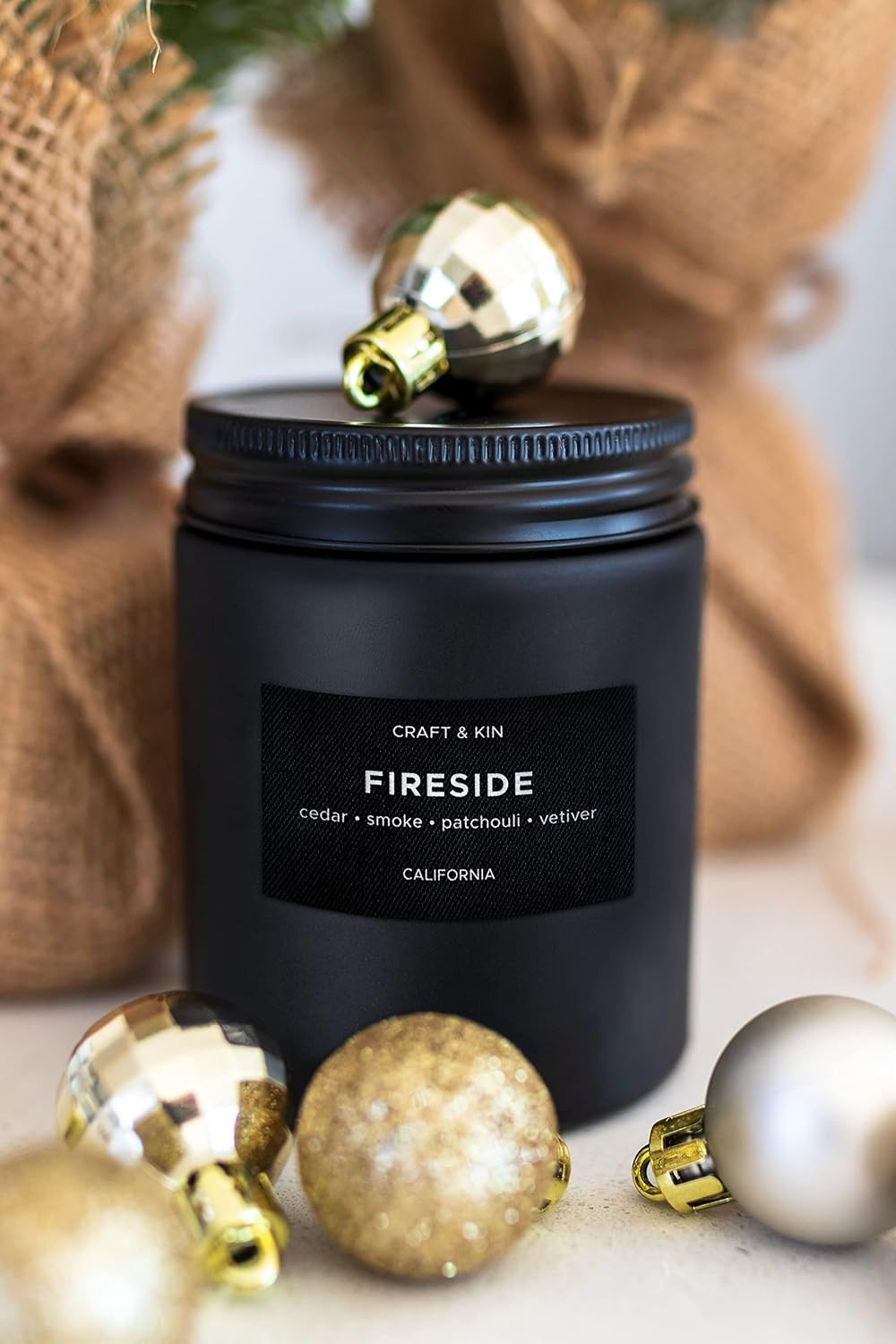 Premium Smoky Fireside Scented Candle – Long Lasting, 45 Hour Burn Time – 7.6 Oz