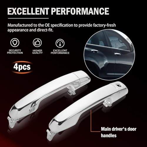 Chrome Exterior Door Handles fits 4Runner(Does not include Limited) 2010-2021