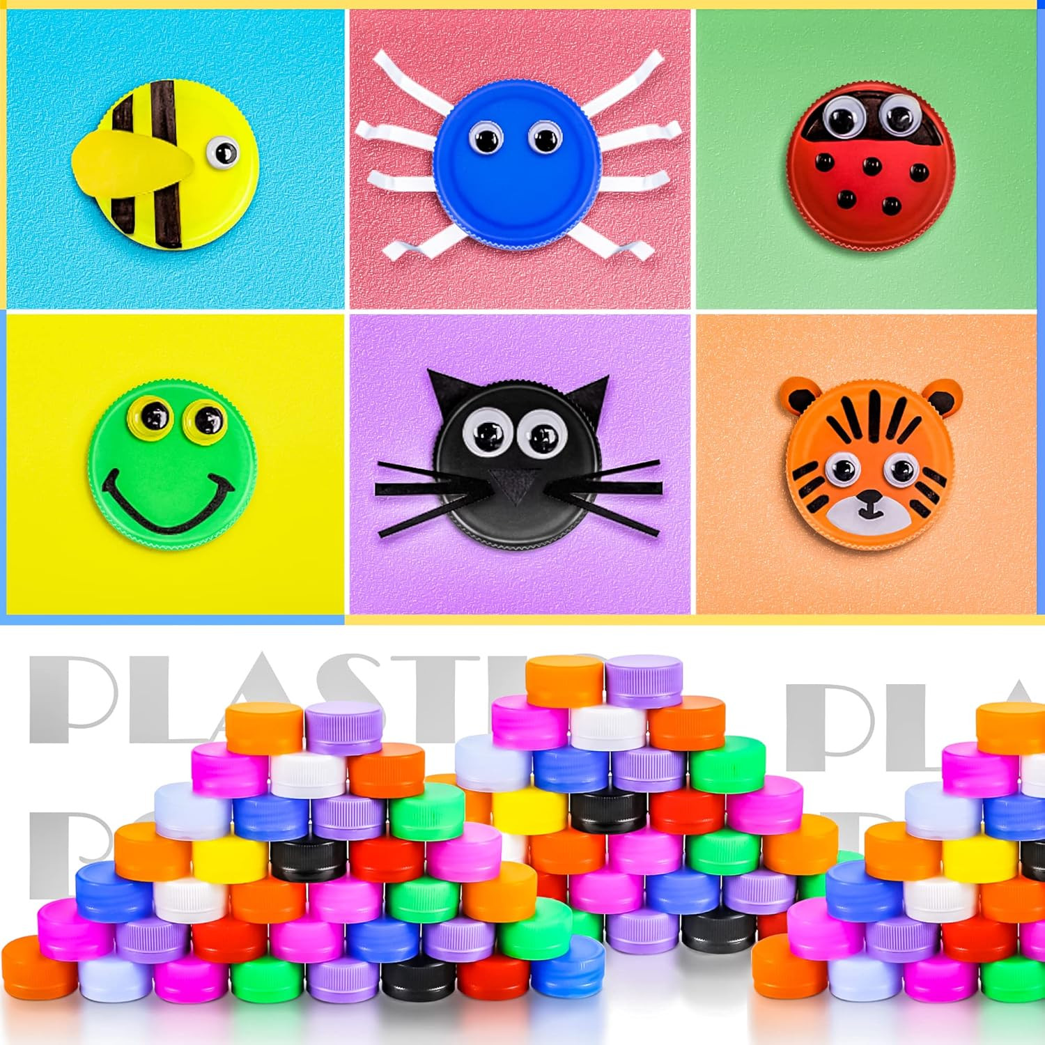 50 PCS Colorful Plastic Bottle Caps 1.2 Inch Plastic Bottle Lids Colored Small