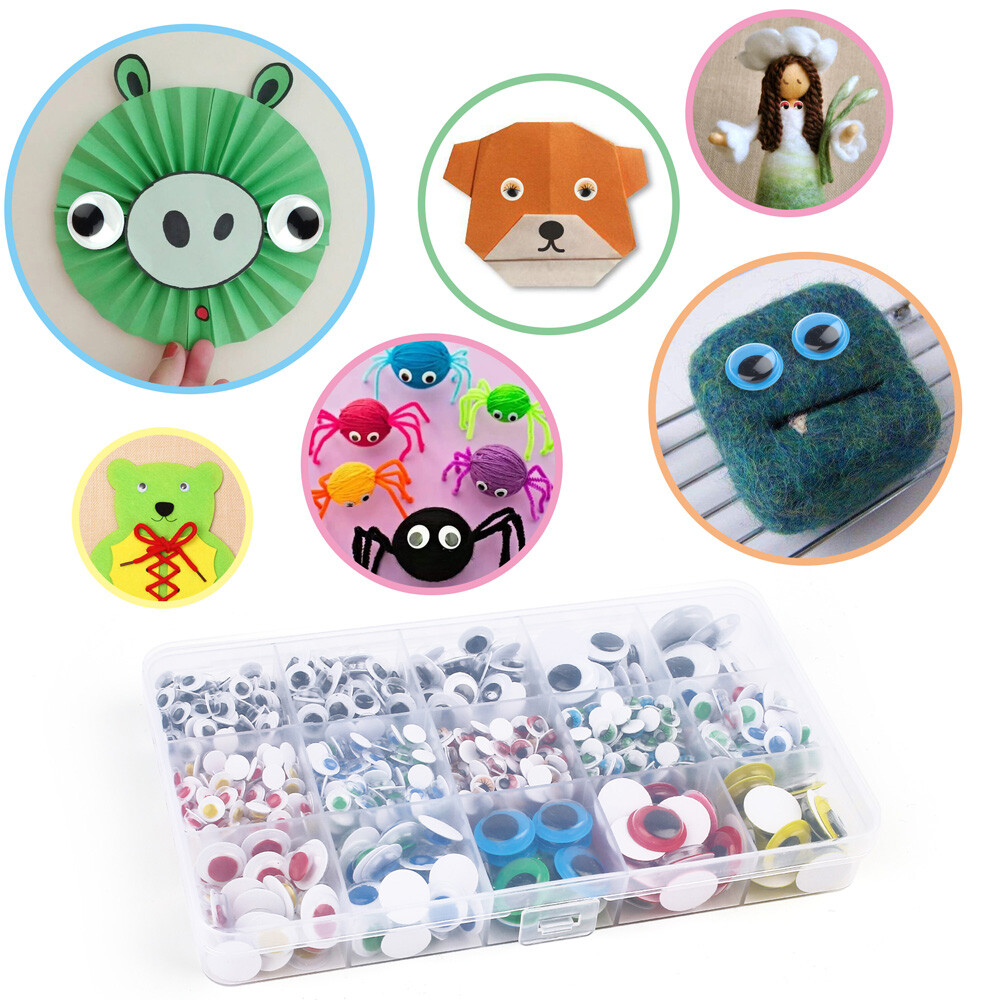 1100PCS 6mm 8mm 10mm 15mm 20mm Colorful Wiggle Googly Eyes with Self-Adhesive