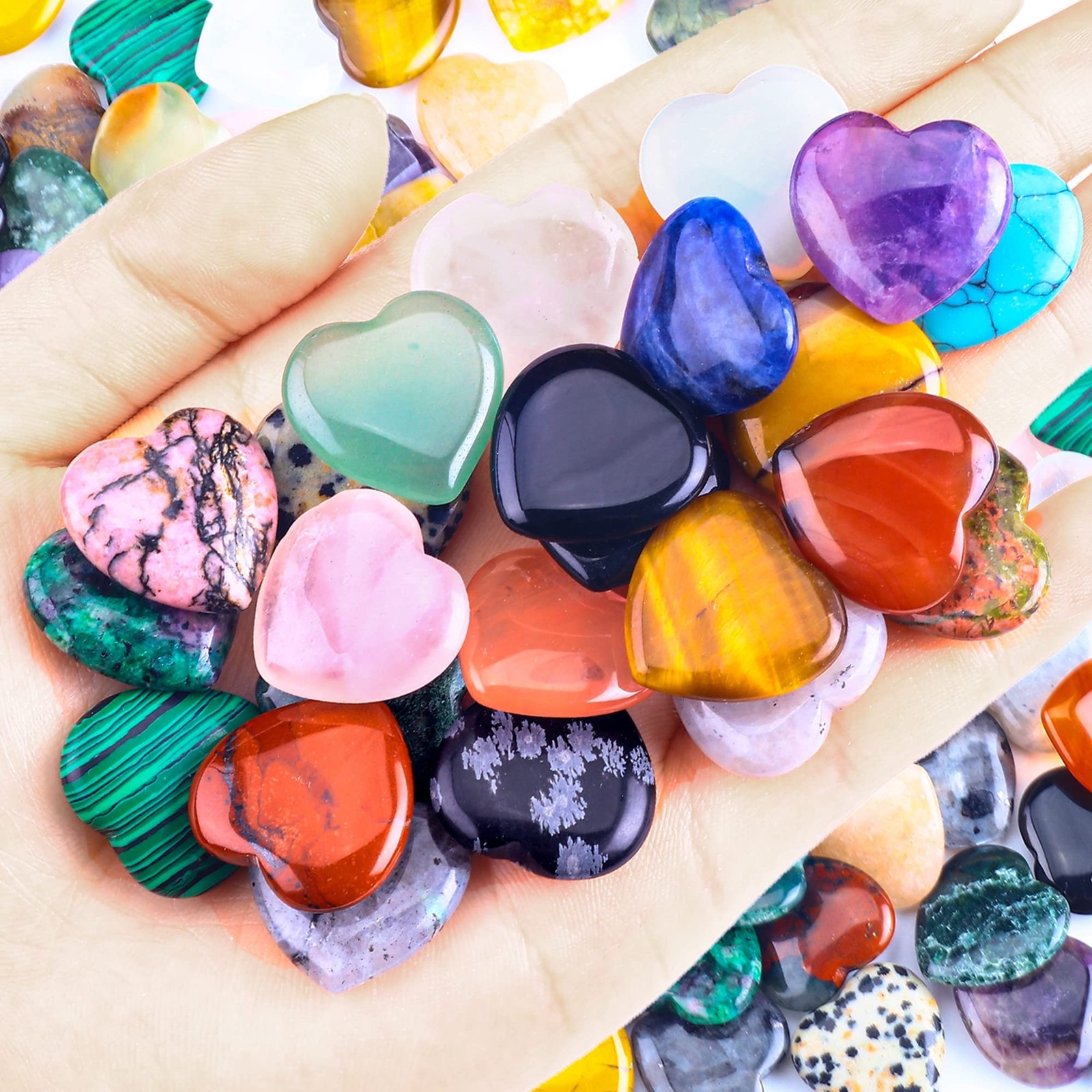 40pcs Natural Heart Shaped Crystal Stones 0.8 Inch Pocket Hearts Bulk Stones …
