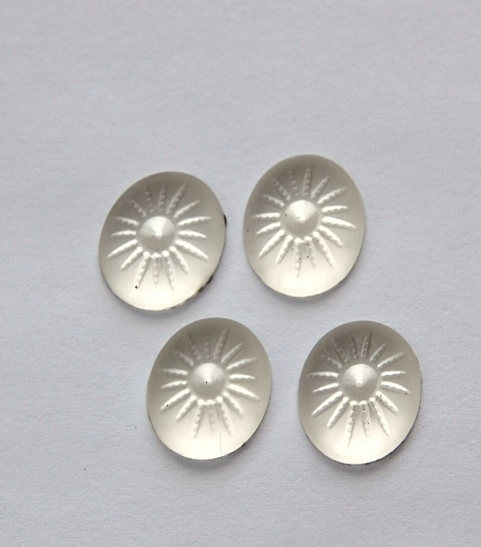 Vintage Matte Crystal Glass Cabochons Etched Top Setting 12x10mm (4) cab709G