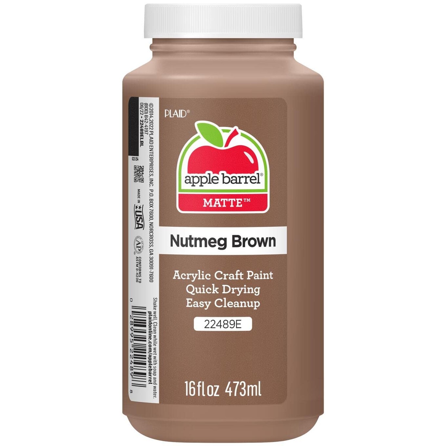 Apple Barrel Paint Acrylic, 16 oz, Nutmeg Brown 16 Fl Oz (Pack of 1)