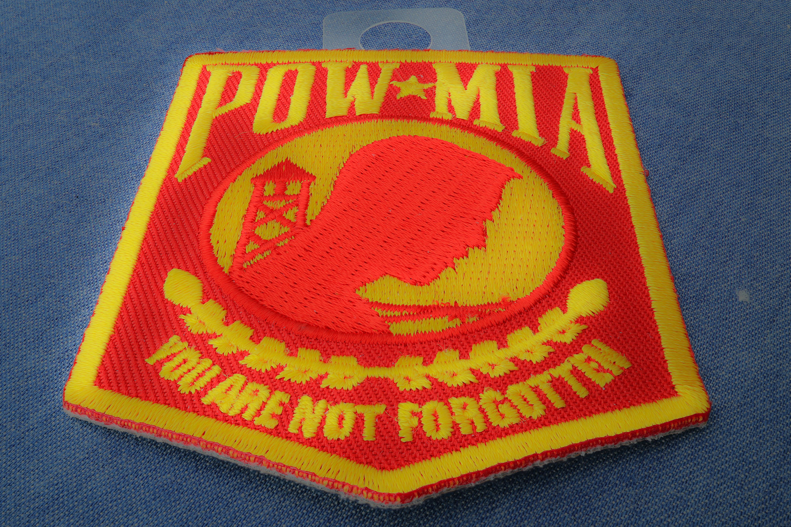 POW MIA Red and Yellow Patch- 2.5×3 inch – P4978