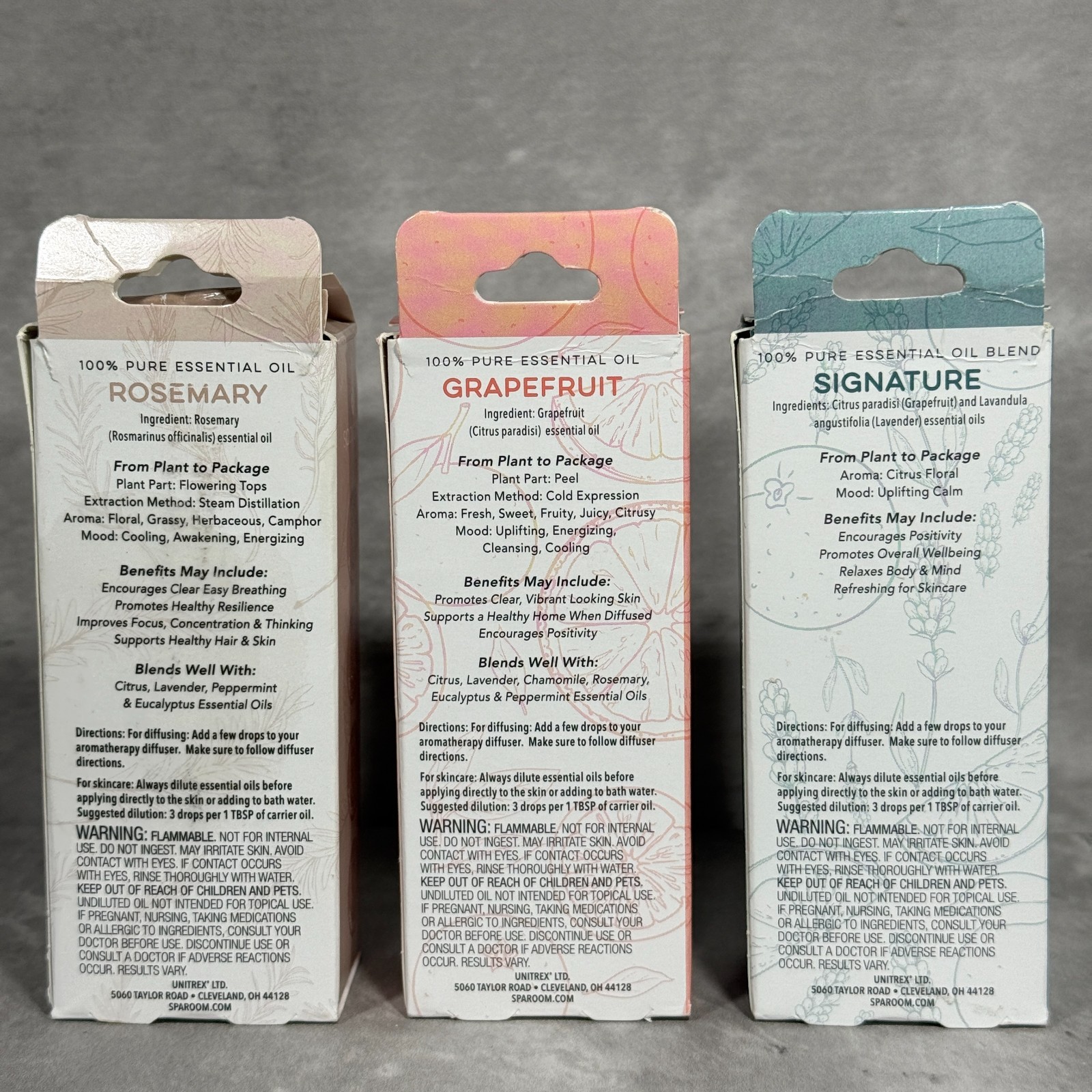 SpaRoom 100% Pure Essential Oil Blend Lot Of 3 – Rosemary Grapefruit & Signature