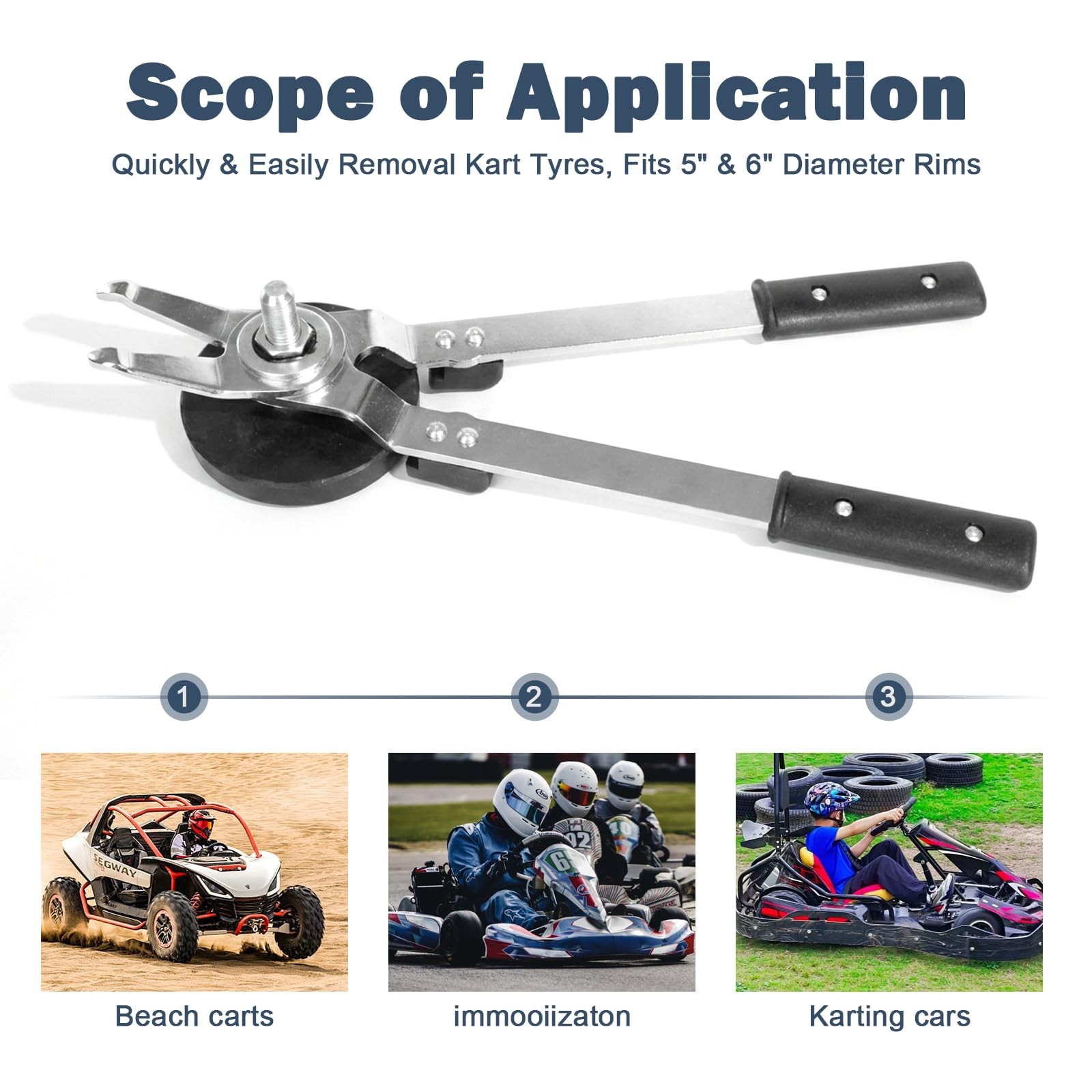GoKart Tire Changing Tongs, Dismount Scissor Tool for 56 Inch Rims