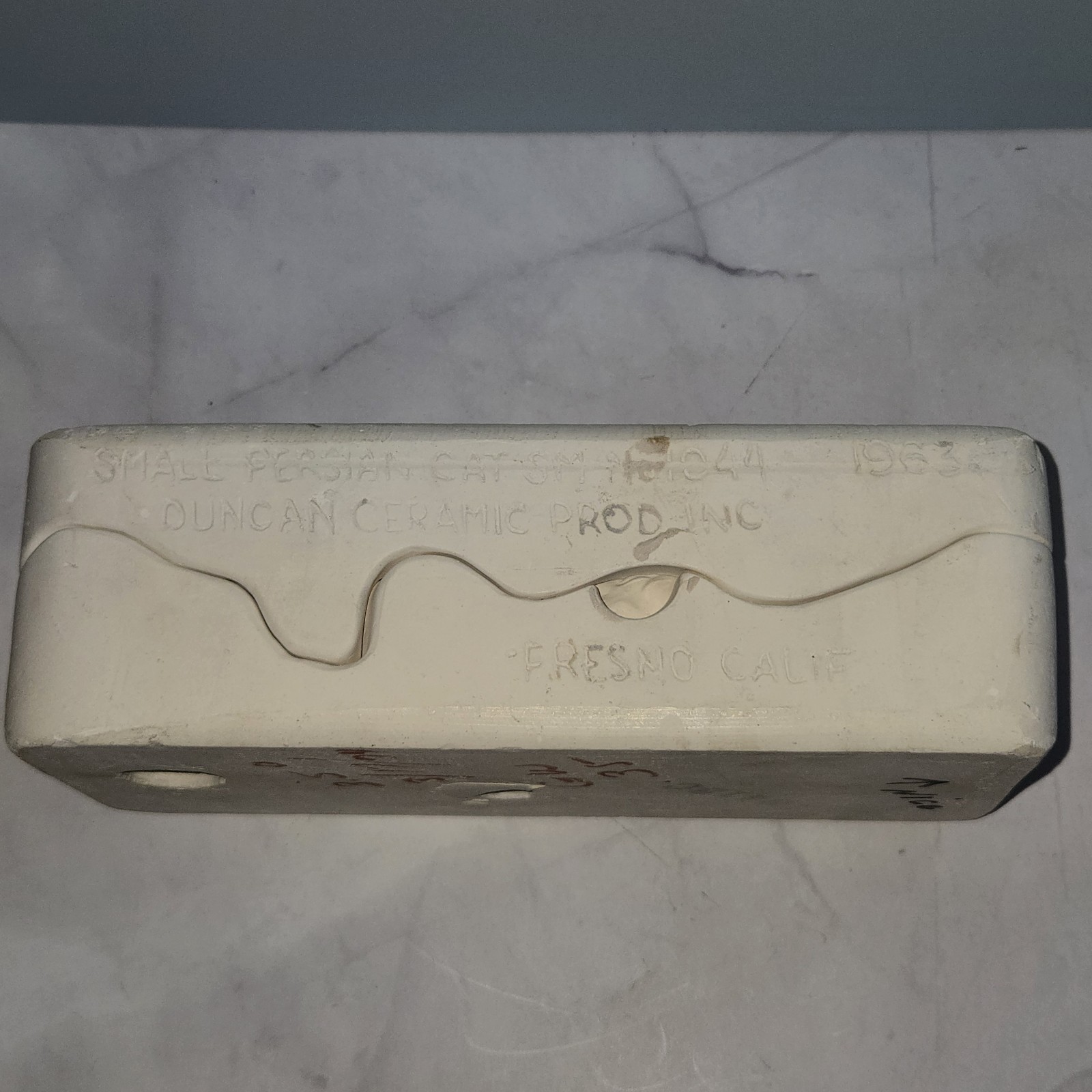 Vtg Duncan Slip Casting Mold Persian Cat Figurine Long Hair 1963 Plaster 2-Part