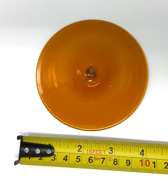 4″ Hand Spun Glass Rondel – Med. Amber – for stained glass