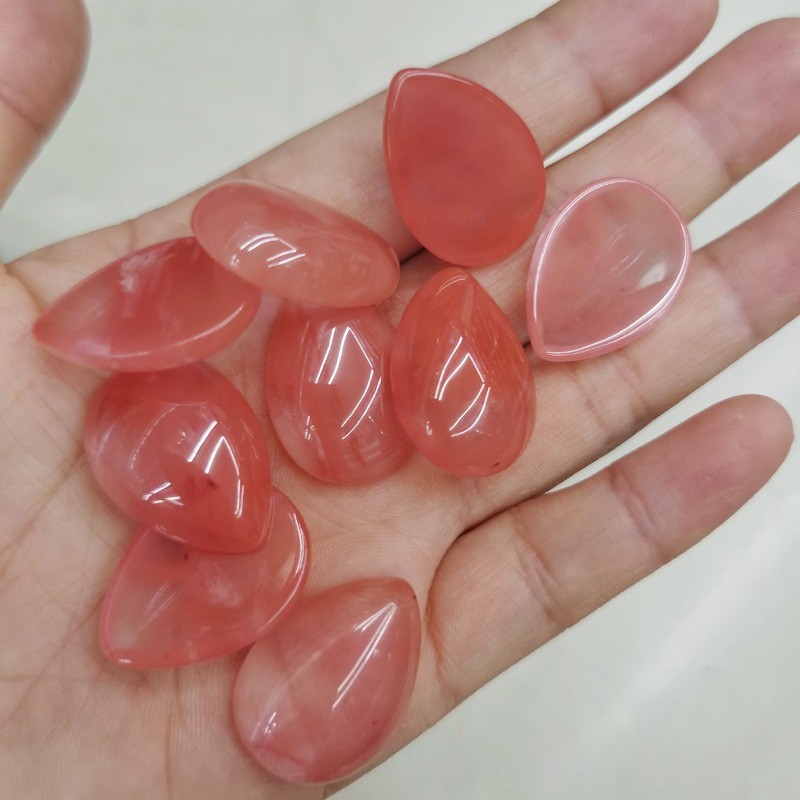 10pcs 18x25mm Artificial Cherry Quartz Stone Teardrop CAB CABOCHON DIY Jewelry
