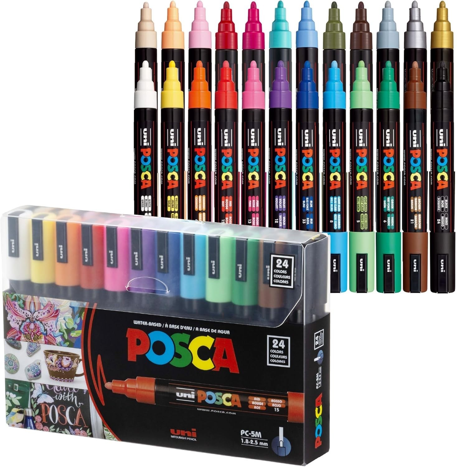 Assorted Colors Paint Markers 24 Pack, Medium Tip